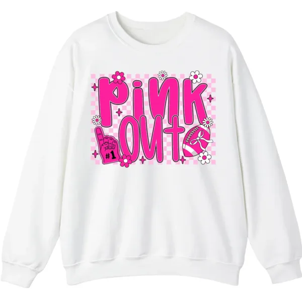 Pink Out Football Breast Cancer Fighter Support Crewneck