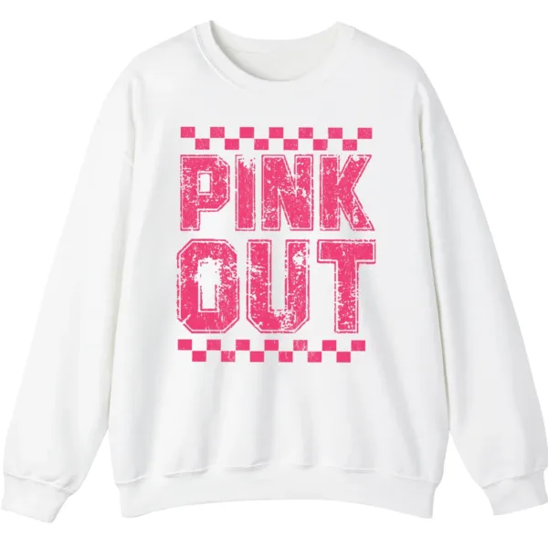 5.0 Pink Out Football Game Day Sweatshirt, Breast Cancer Awareness Cheerleading Pink Football Crewneck