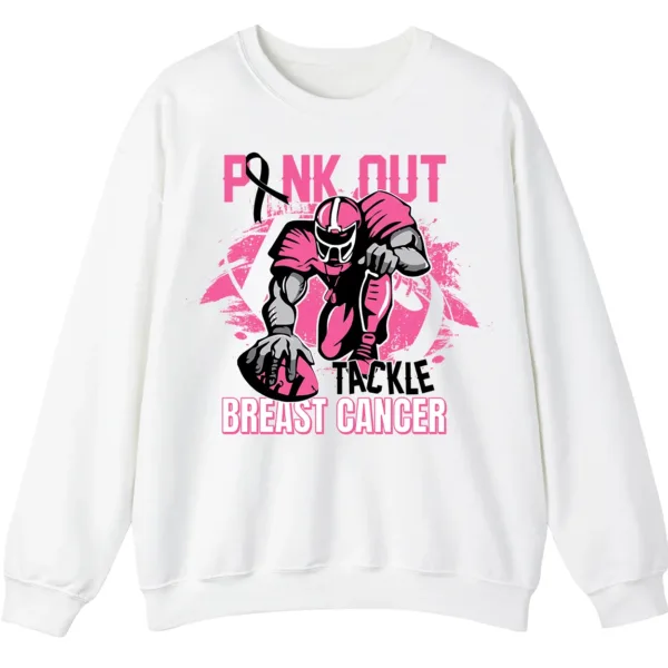 5.0 Pink Out Football Game Day Sweatshirt, Breast Cancer Awareness Cheerleading Pink Football Crewneck