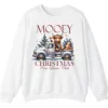 5.0 Mooey Christmas Highland Cow Truck Sweatshirt