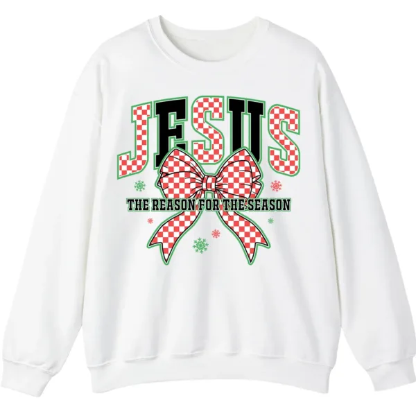 Jesus The Reason Plaid Bow Christmas Sweatshirt