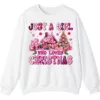 Just A Girl Who Loves Christmas Pink Gingerbread House Sweatshirt - Cute Plaid Holiday Crewneck