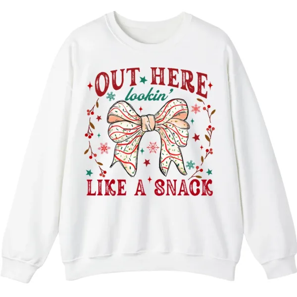 Out Here Lookin' Like A Snack Christmas Bow Sweatshirt - Funny Holiday Crewneck