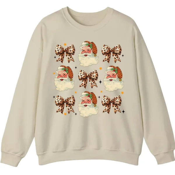 5.1 Leopard Print Bows & Santa Christmas Sweatshirt