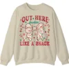 Out Here Lookin' Like A Snack Christmas Bow Sweatshirt - Funny Holiday Crewneck