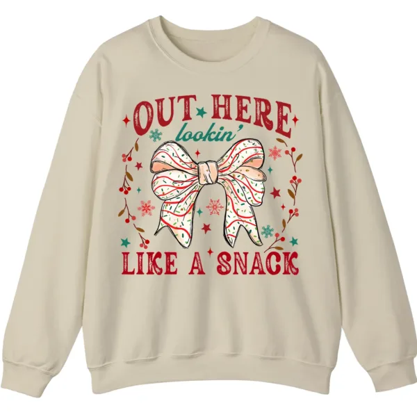 Out Here Lookin' Like A Snack Christmas Bow Sweatshirt - Funny Holiday Crewneck