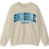 Snuggle Weather Sweatshirt, Unisex Oversized Cream Crewneck, Vintage Distressed Blue Graphic Cozy Pullover