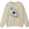 Astronaut Puzzle Piece Balloon Autism Awareness Sweatshirt, Spaceman Crewneck