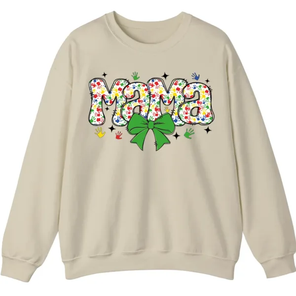 Proud Autism Mama Handprint Sweatshirt, Colorful Handprint Letters Crewneck