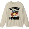 Wishin' I Was Fishin' Crewneck Sweatshirt - Funny Fishing Gift