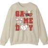 Baseball/Softball Mom Game Day Crewneck Sweatshirt - Cute Bow and Heart Graphic
