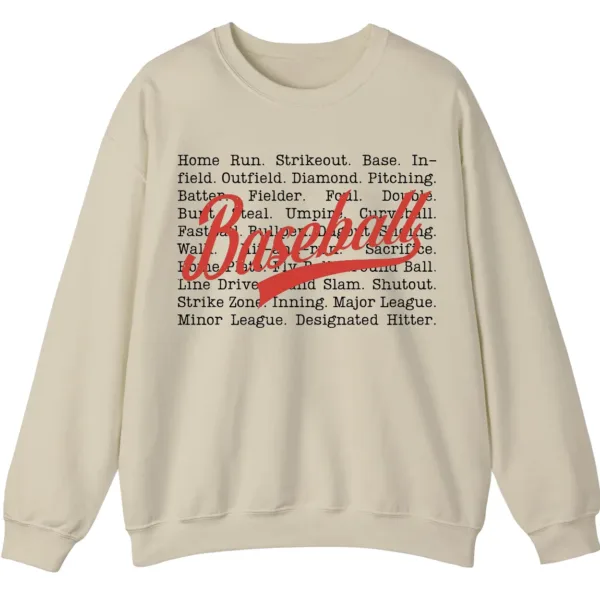 Baseball Terms Sweatshirt - Typographic Word List Crewneck Gift