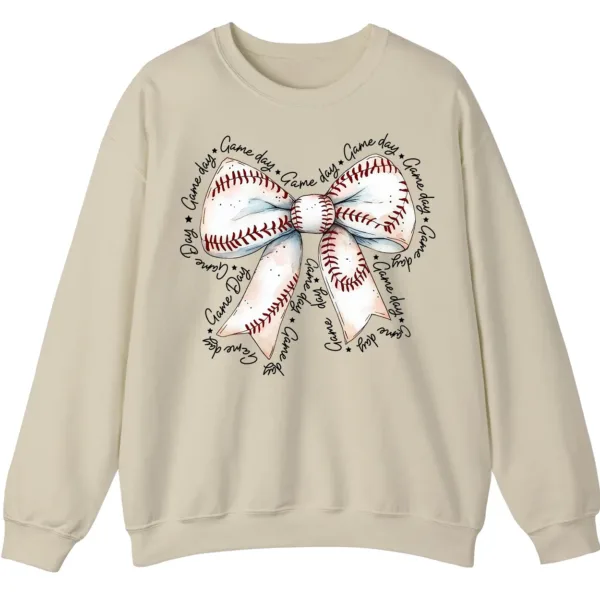 Baseball Bow Game Day Sweatshirt, Sports Lover Crewneck, Watercolor Softball Bow Pullover, Cute Game Day Women's Shirt