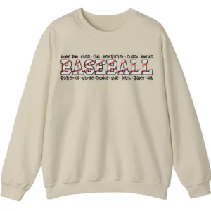 5.1 Baseball Word Cloud Sweatshirt, Game Day Coach Player Crewneck, Home Run Steal Batter Up Pullover, Sports Fan Gift