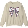 Baseball Bow Sweatshirt, Game Day Crewneck, American Flag Sports Mom Pullover