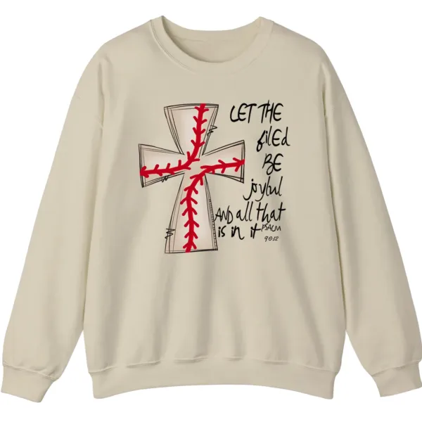 5.1 Baseball Cross Psalm 96:12 Sweatshirt, Christian Game Day Crewneck, Religious Sports Pullover, Faith and Baseball Fan Gift