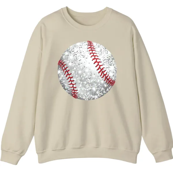 Glitter Sparkle Baseball Softball Sweatshirt, Bling Game Day Fan Crewneck, Women's Diamond Dust Sports Pullover Gift