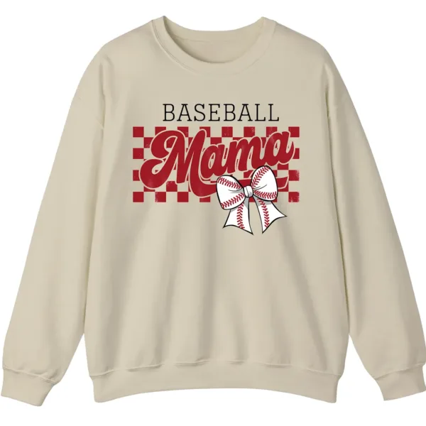 Distressed Checkered Baseball Mama Sweatshirt, Bow Pullover, Vintage Game Day Sports Mom Crewneck