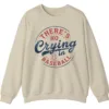 5.1 There's No Crying in Baseball Movie Quote Sweatshirt, Distressed Vintage Game Day Crewneck, Funny Sports Fan Pullover
