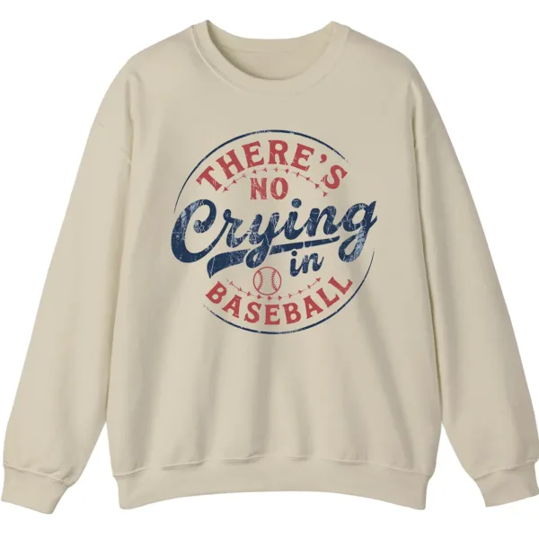 5.1 There's No Crying in Baseball Movie Quote Sweatshirt, Distressed Vintage Game Day Crewneck, Funny Sports Fan Pullover