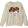 Leopard Mama Baseball Bow Sweatshirt, Checkered Cheetah Sports Mom Crewneck, Game Day Mom Gift Pullover