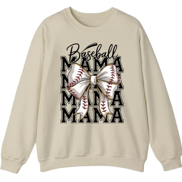 Baseball Mama Stacked Text Sweatshirt, Sports Bow Crewneck, Game Day Mom Pullover, Mother's Day Gift for Softball Parent