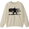 Distressed American Flag Baseball Player Sweatshirt, Patriotic Game Day Crewneck, USA Sports Fan Pullover
