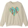 Baseball Heart Mama Sweatshirt, Blue Yellow Retro Game Day Pullover, Cute Sports Mom Crewneck