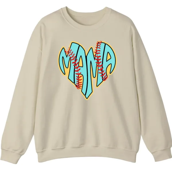 Baseball Heart Mama Sweatshirt, Blue Yellow Retro Game Day Pullover, Cute Sports Mom Crewneck