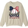 Baseball Mom Sweatshirt, Game Day Sports Mom Pullover, American Flag Bow Crewneck