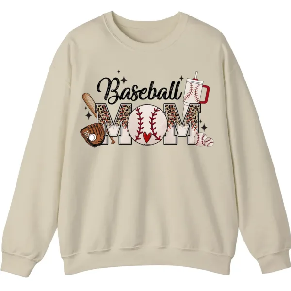 Baseball Mom Sweatshirt, Game Day Sports Mom Pullover, Leopard Pattern Crewneck