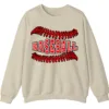 Baseball Red Stitches Typography Sweatshirt, Bold Game Day Fan Crewneck, Minimalist Sports Pullover