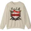 Baseball Sister Leopard Print Checkered Sweatshirt, Red Bow Game Day Sibling Pullover, Cute Softball Fan Gift