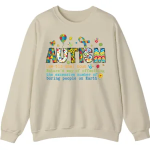 Funny Autism Definition Sweatshirt, "Offsetting Boring People" Sarcastic Crewneck Gift