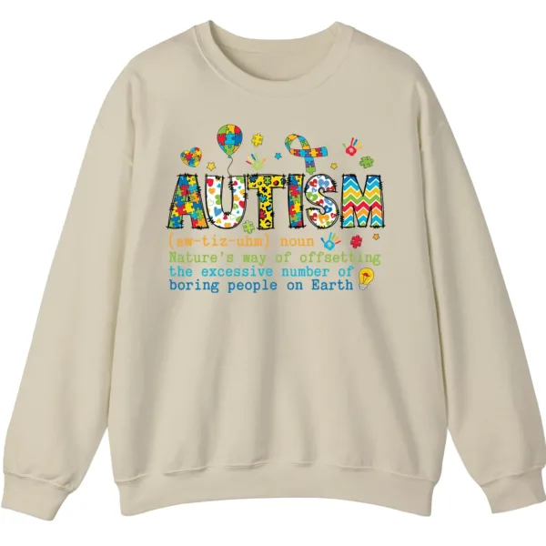 Funny Autism Definition Sweatshirt, "Offsetting Boring People" Sarcastic Crewneck Gift