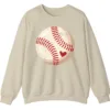 5.1 Vintage Baseball Heart Design Pullover Sweater Unisex
