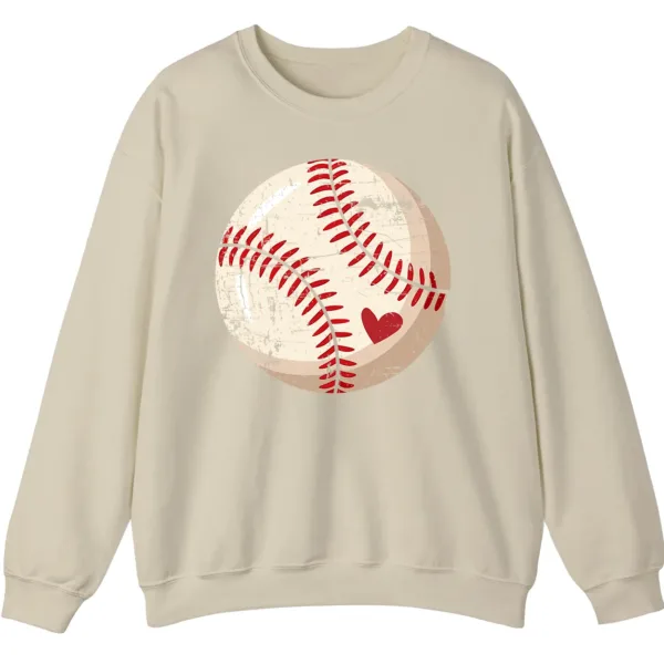 5.1 Vintage Baseball Heart Design Pullover Sweater Unisex