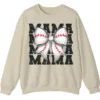 Baseball Bow Mama Repeat Graphic Crewneck Sweatshirt