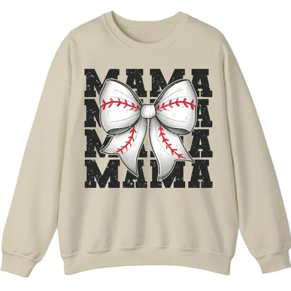 Baseball Bow Mama Repeat Graphic Crewneck Sweatshirt