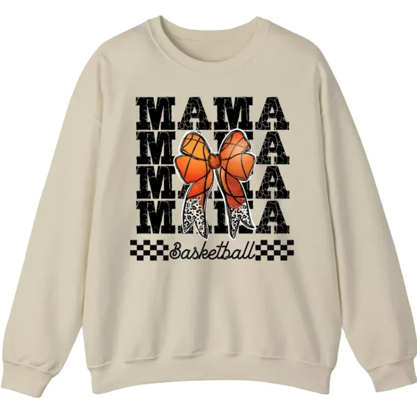 Basketball Mama Leopard Print Bow Crewneck Sweatshirt