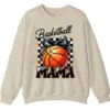 Basketball Mama Checkerboard Bow Crewneck Sweatshirt