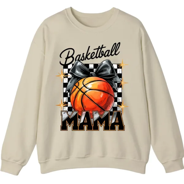 Basketball Mama Checkerboard Bow Crewneck Sweatshirt