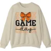 Basketball Bow Game Day Graphic Crewneck Sweatshirt