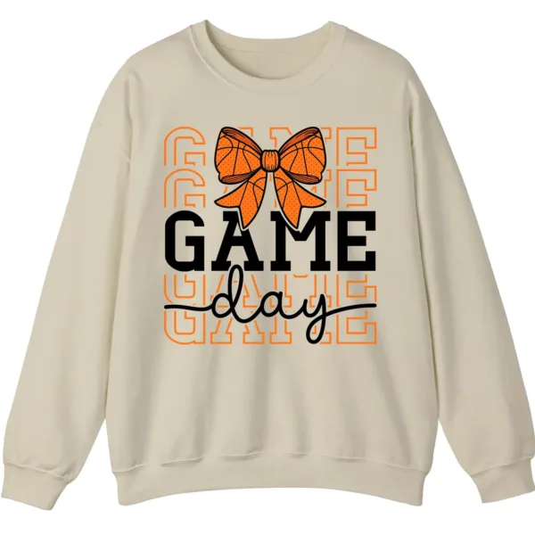 Basketball Bow Game Day Graphic Crewneck Sweatshirt