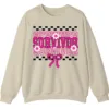 Breast Cancer Survivor Awareness Pink Ribbon Checkered Crewneck
