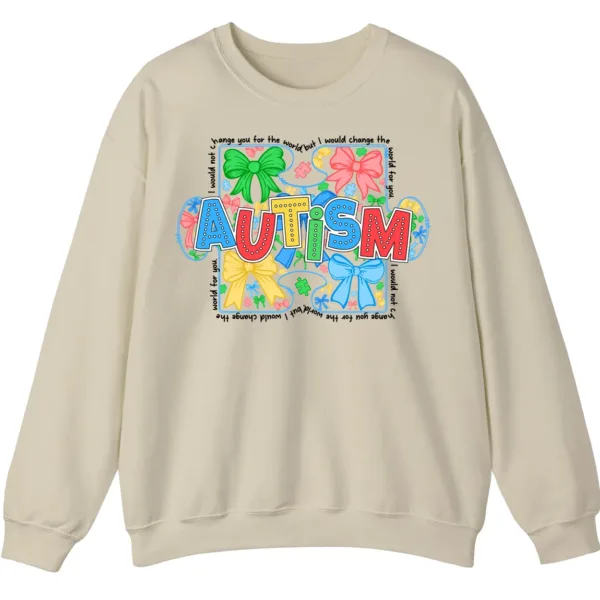 5.1 "I Would Not Change You For The World" Autism Mom Shirt, Colorful Bows Support Gift