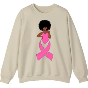 5.1 Black Queen Pink Ribbon Breast Cancer Fighter Crewneck Sweatshirt