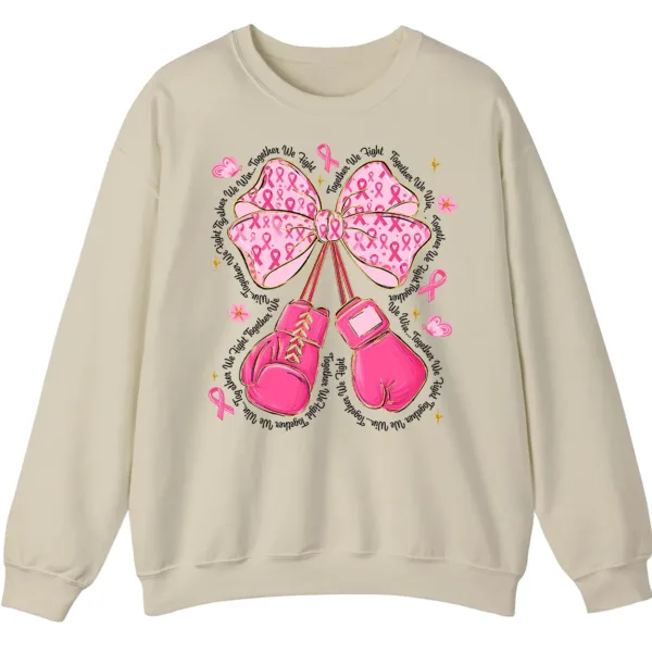 Together We Fight Pink Ribbon Boxing Gloves Crewneck Sweatshirt