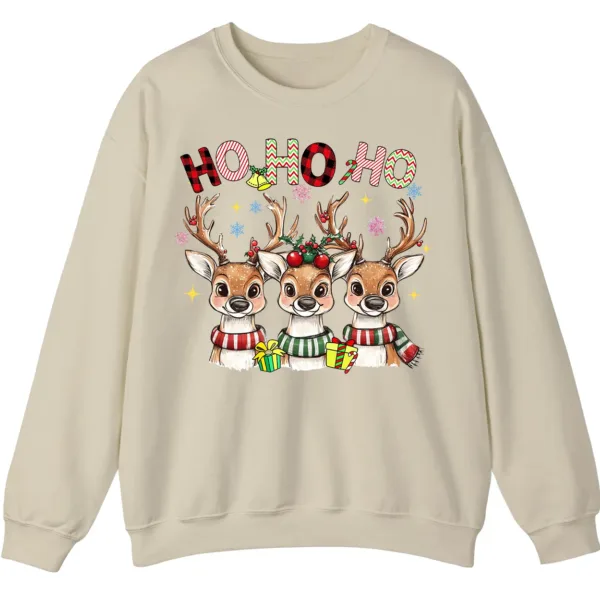 5.1 Reindeer Plaid Scarf Christmas Sweatshirt, Funny Ho Ho Holiday Shirt