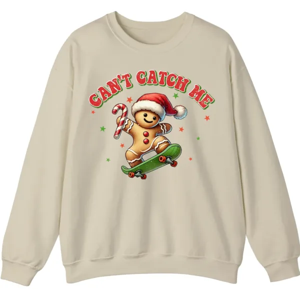 Can't Catch Me Gingerbread Man Skateboard Funny Christmas Sweatshirt